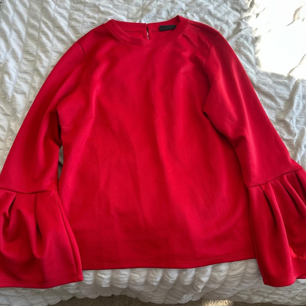 Halogen Red Bell-Sleeve Sweatshirt